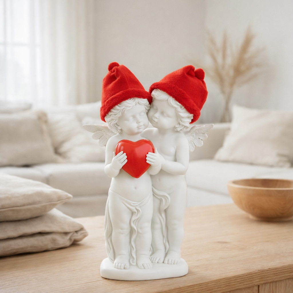 J-Line Angel Standing Hat Heart Poly Rouge/Blanc en situation