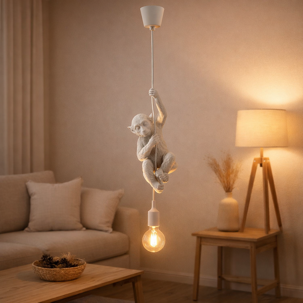 J -line suspendu lampe suspendue - Polyresin - blanc en situation