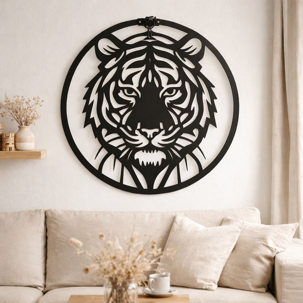 J-Line décoration murale Tigre - métal - noir en situation