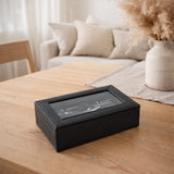 Accessoires pour le vin J-Line - cuir artificiel/bois - noir - boîte de 6 en situation
