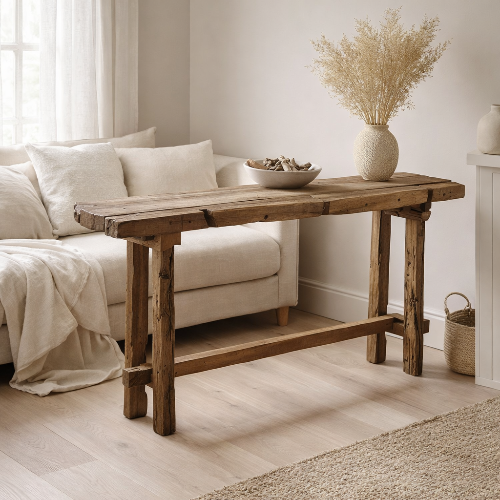 Console J-Line Brut Bois Recyclé Marron en situation
