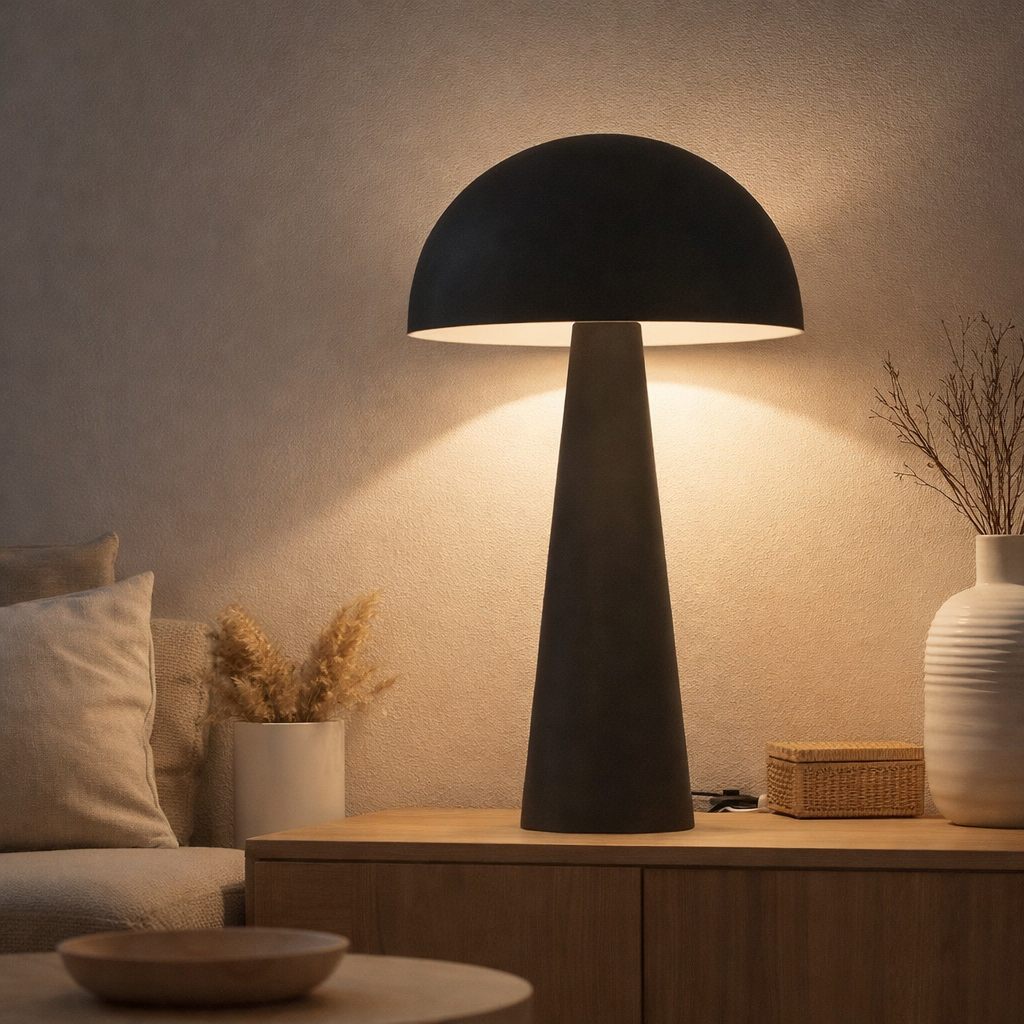 Lampe J-Line Mushroom - métal - noir - extra large en situation