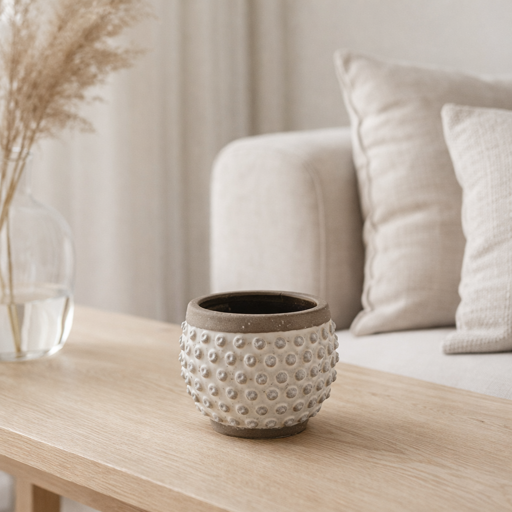 J-Line Flowerpot Punt Board - Céramique - Blanc / Gray - Small - Ø 16 cm en situation