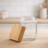 Pot de conservation J-Line Brad - verre/bambou - transparent/naturel - moyen en situation