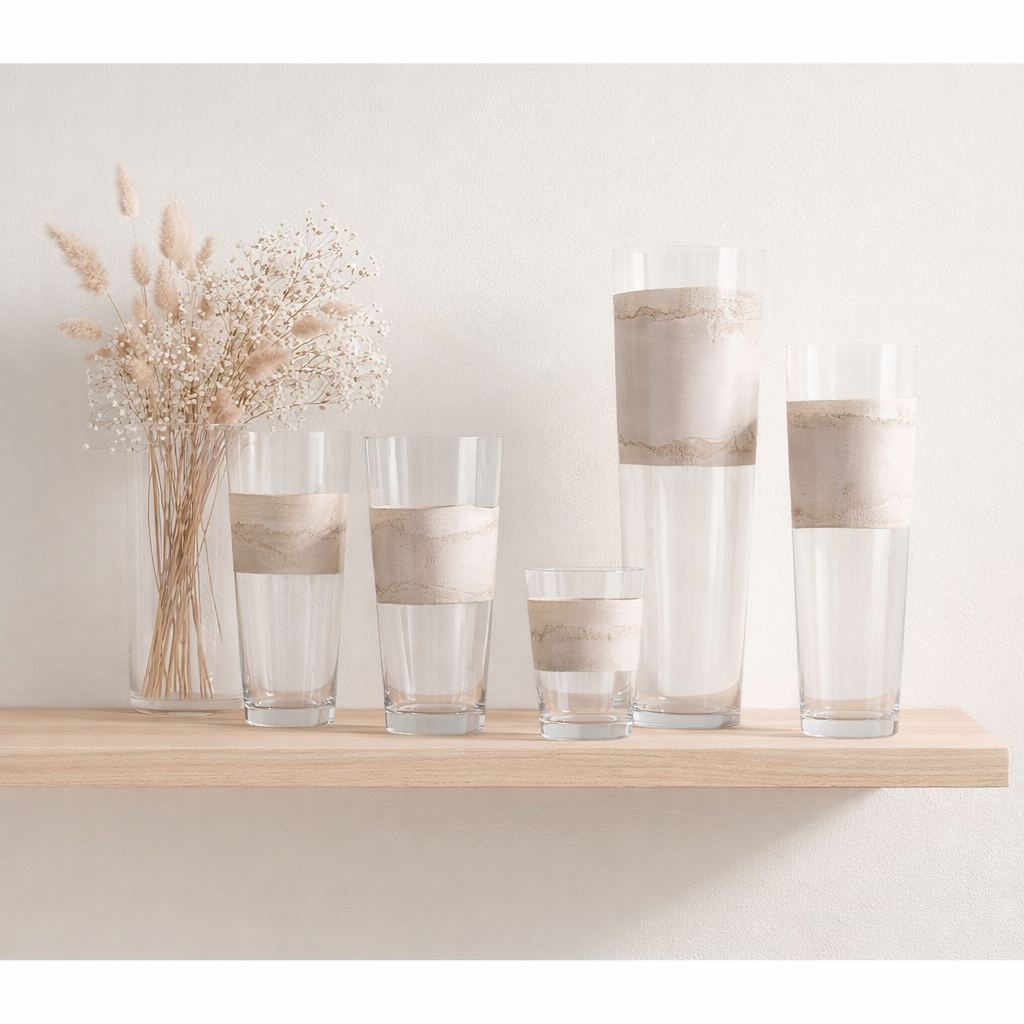 J -Line Vase Delph - Glass - Transparent / Beige - Small - 35 cm de haut en situation