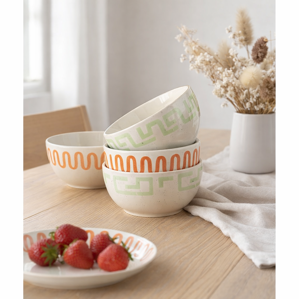 Bol J-Line Pattern - porcelaine - vert en situation