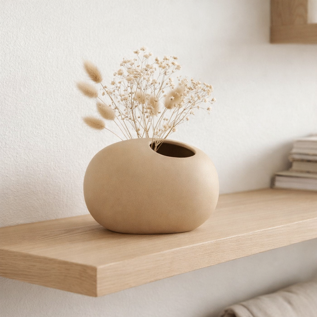 Vase j-line ovaal - calendrier - beige - beige - Ø 10 cm en situation