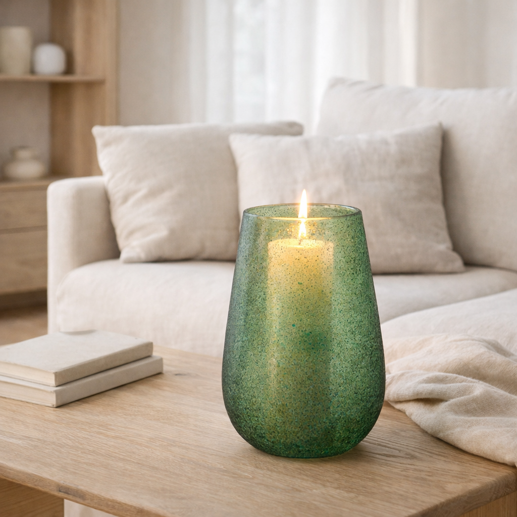 Bougeoir J-Line Tom - verre - vert - grand en situation