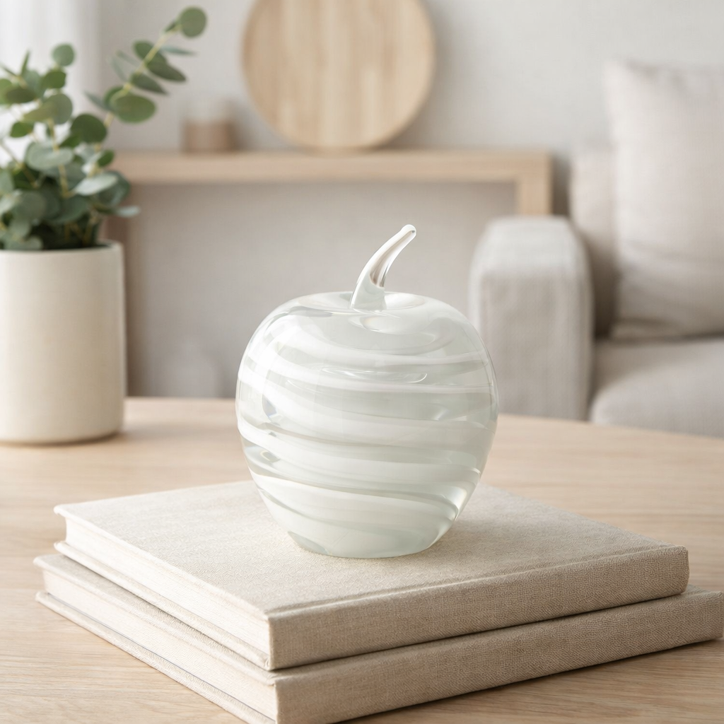 J-Line presse-papier Appel - verre - blanc - grand en situation