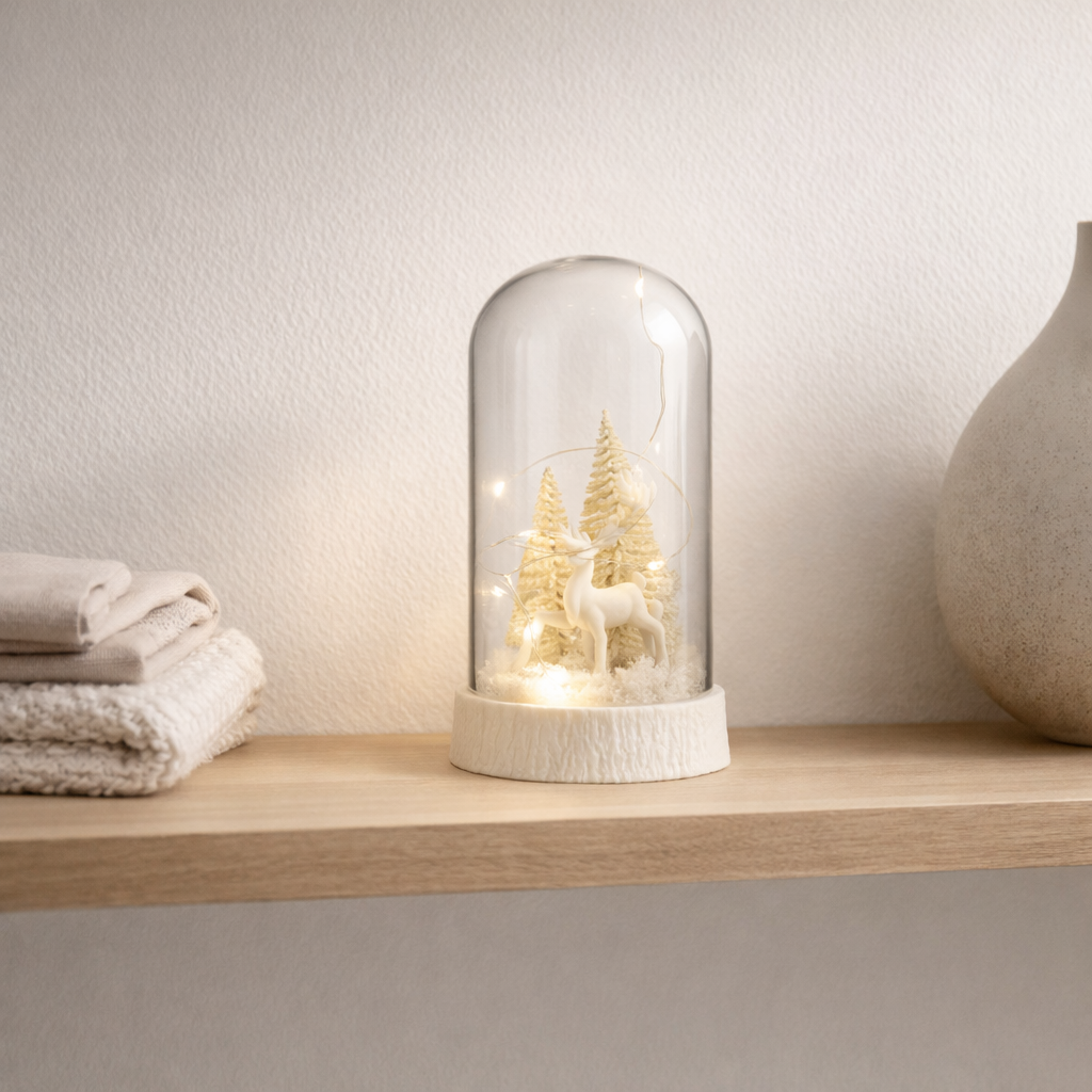 J -line Decoration Stolp Hoog Deer - Glass / Polyresin - White - S - LED en situation