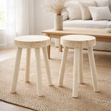 J-Line Lot de 2 Tabourets Bois de Paulownia Blanc en situation