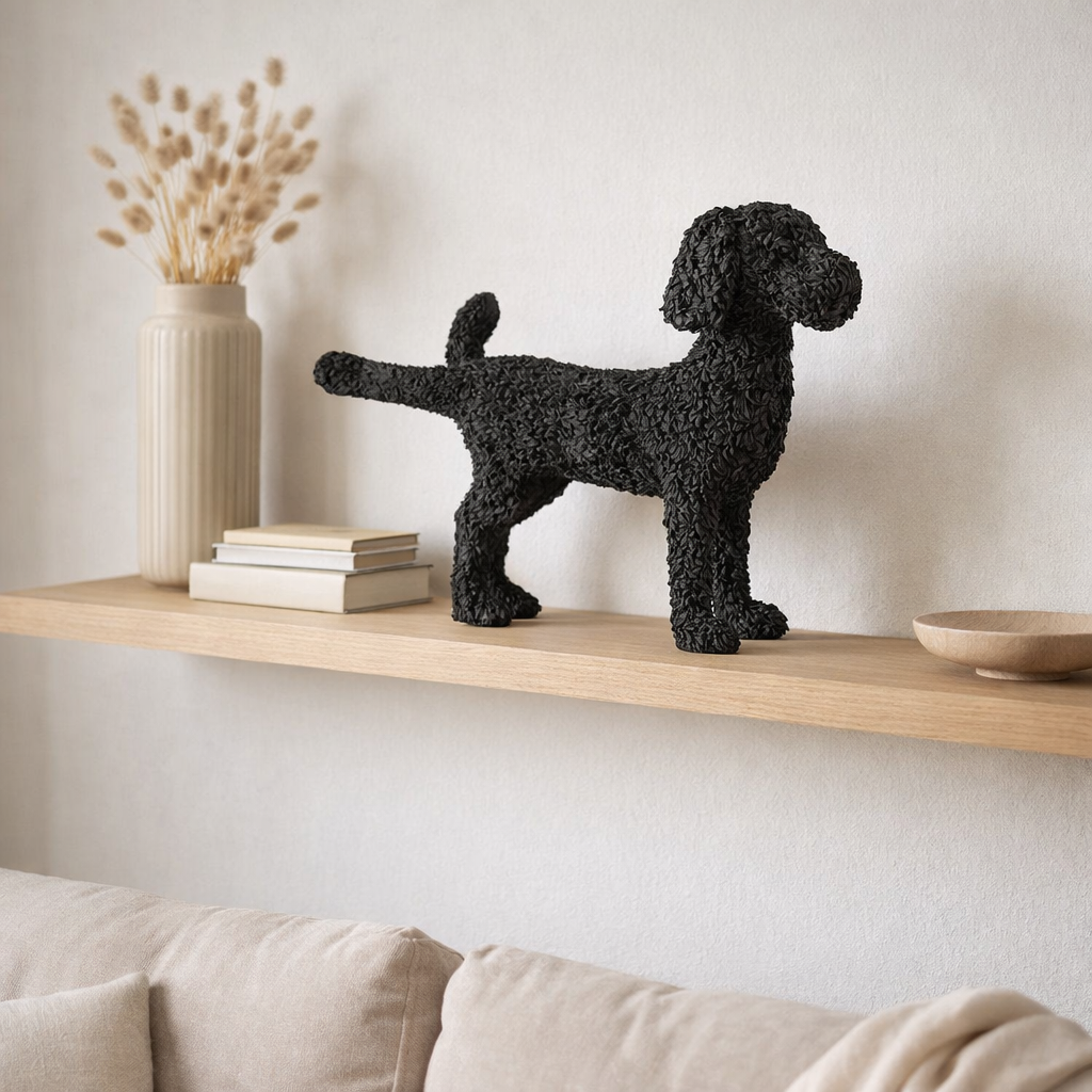 J -line Decoration Dog Max - Polyresin - noir en situation