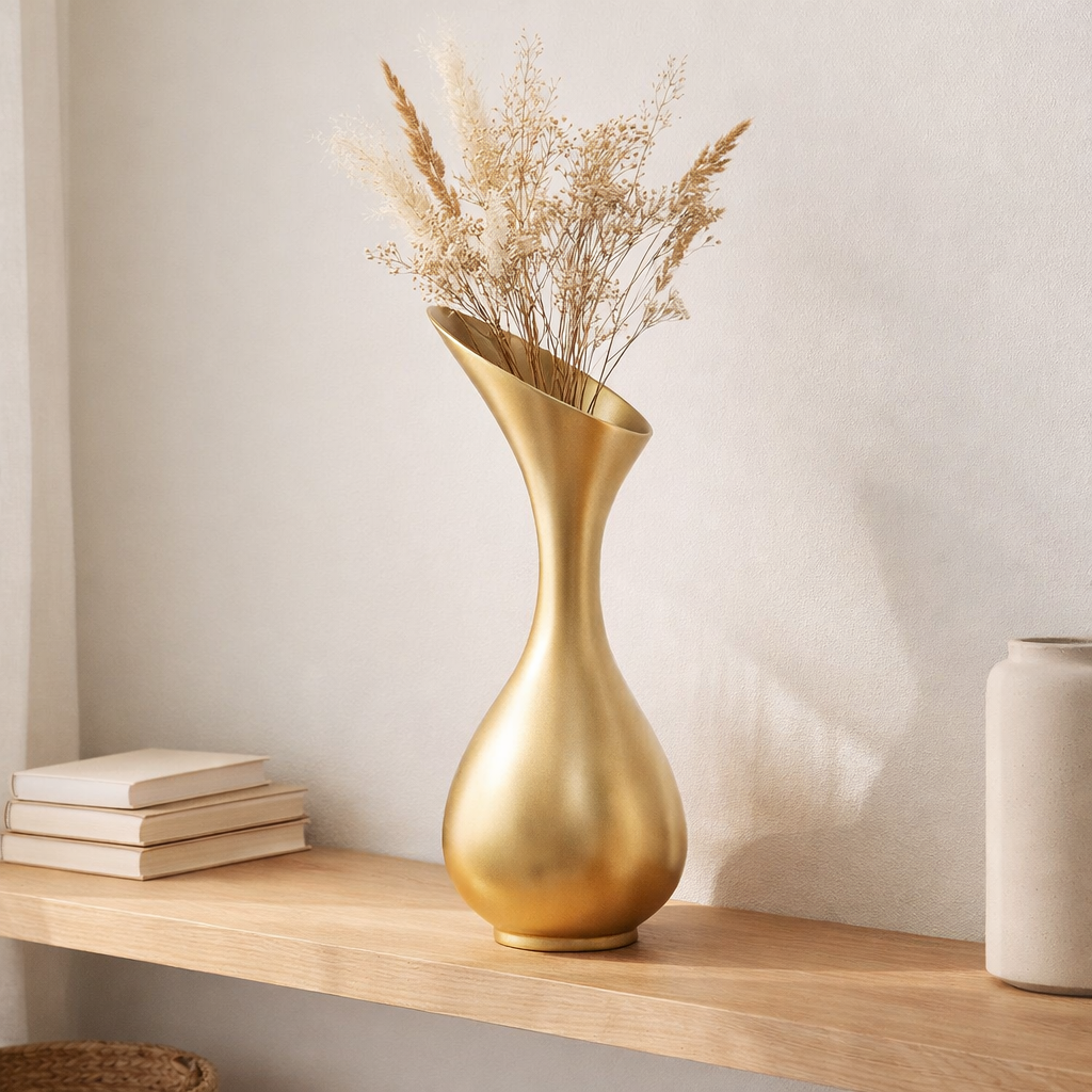 J -line vase olivia - aluminium / métal - or - moyen - 60 cm de haut en situation