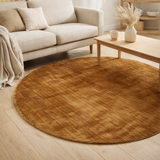 Tapis J-Line Rond Fait Main - viscose - marron en situation