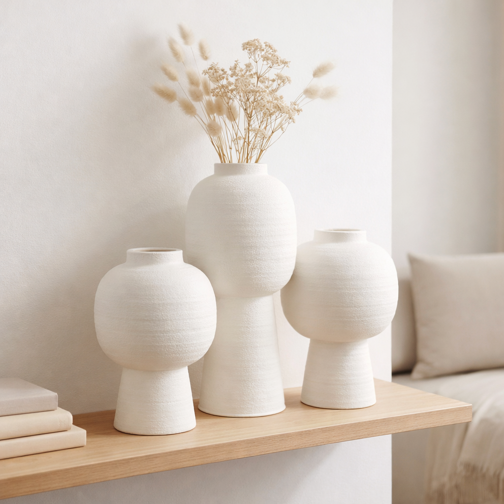 J-Lantern Vase Lantern - Céramique - Blanc - Large - 50 cm de haut en situation