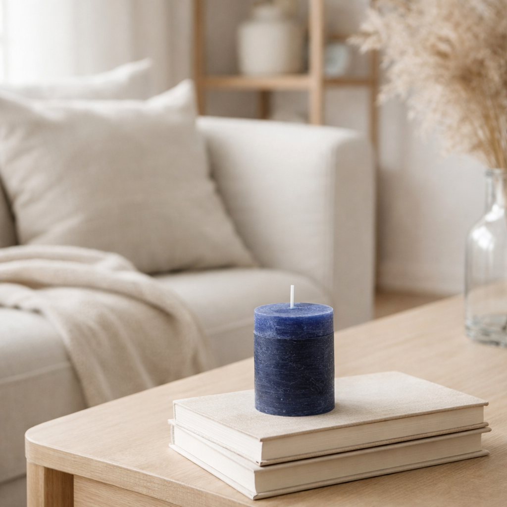 Bougie cylindrique J-Line - bleu foncé - petite - 18U en situation