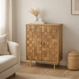J-Line Armoire Nino Métal/Bois de Manguier Naturel/Or en situation