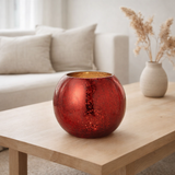 J-Line lanterne Ball Pearl Effect - bougeoir - verre - rouge - grand en situation