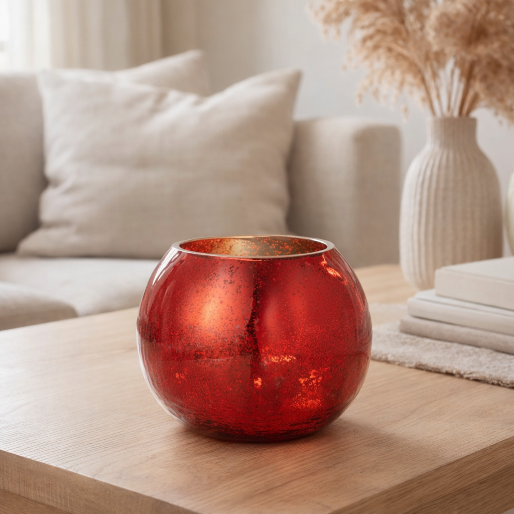 Lanterne J-Line Ball Pearl Effect - verre - rouge - moyen en situation