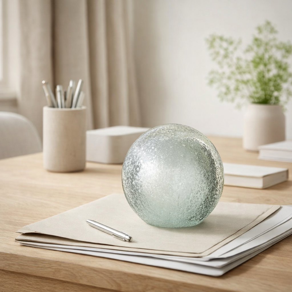 Presse-papier J-Line Flakes - verre - argent/transparent - grand en situation