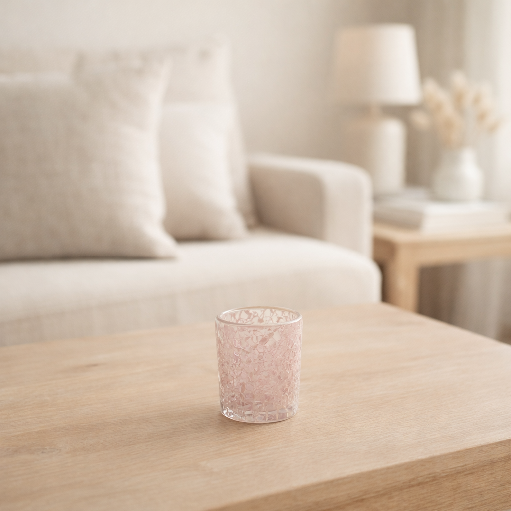 J-Line photophore Mosaic Straight - verre - rose en situation