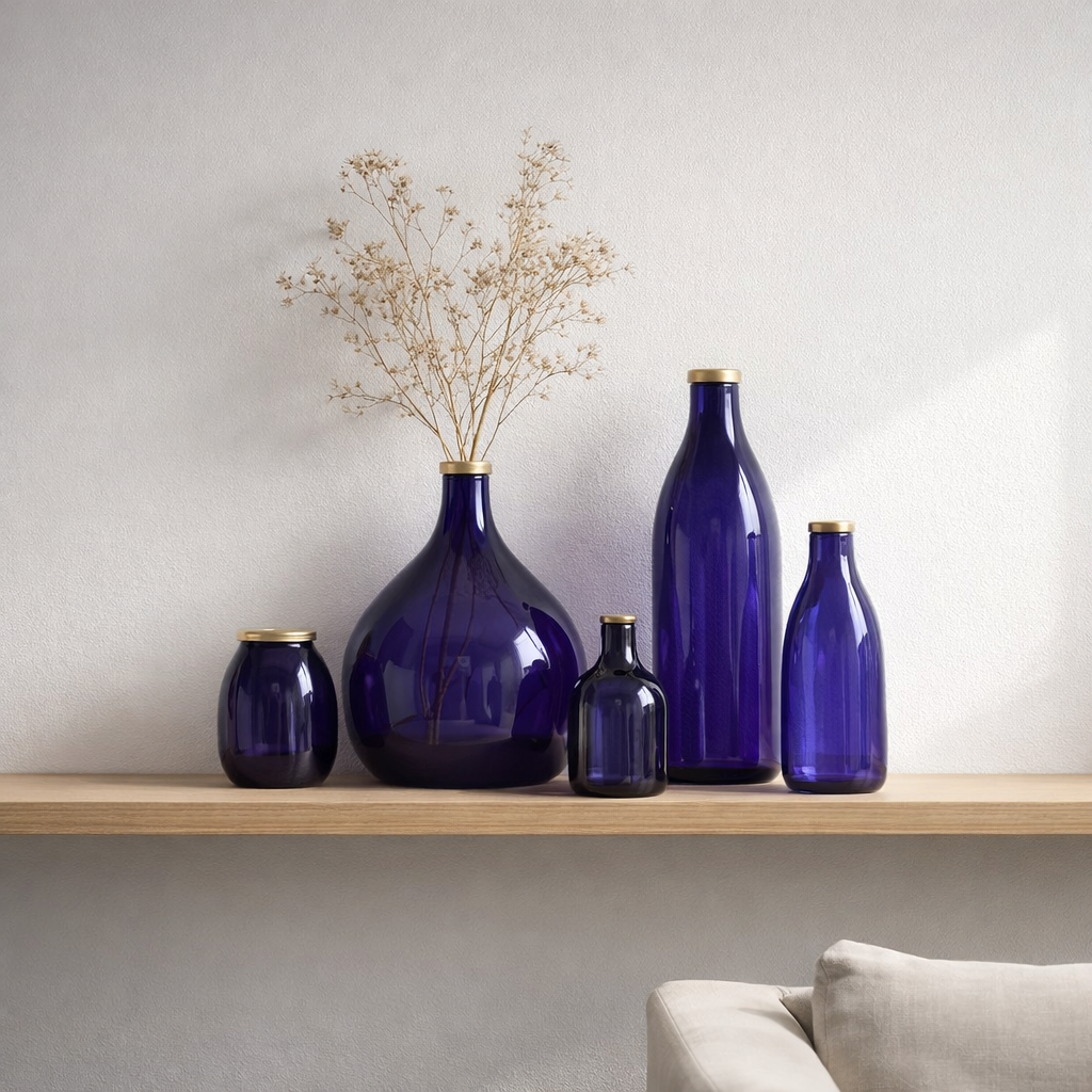 Board de vase J -line - Glass - Gold / Purple - Large - 75 cm de haut en situation