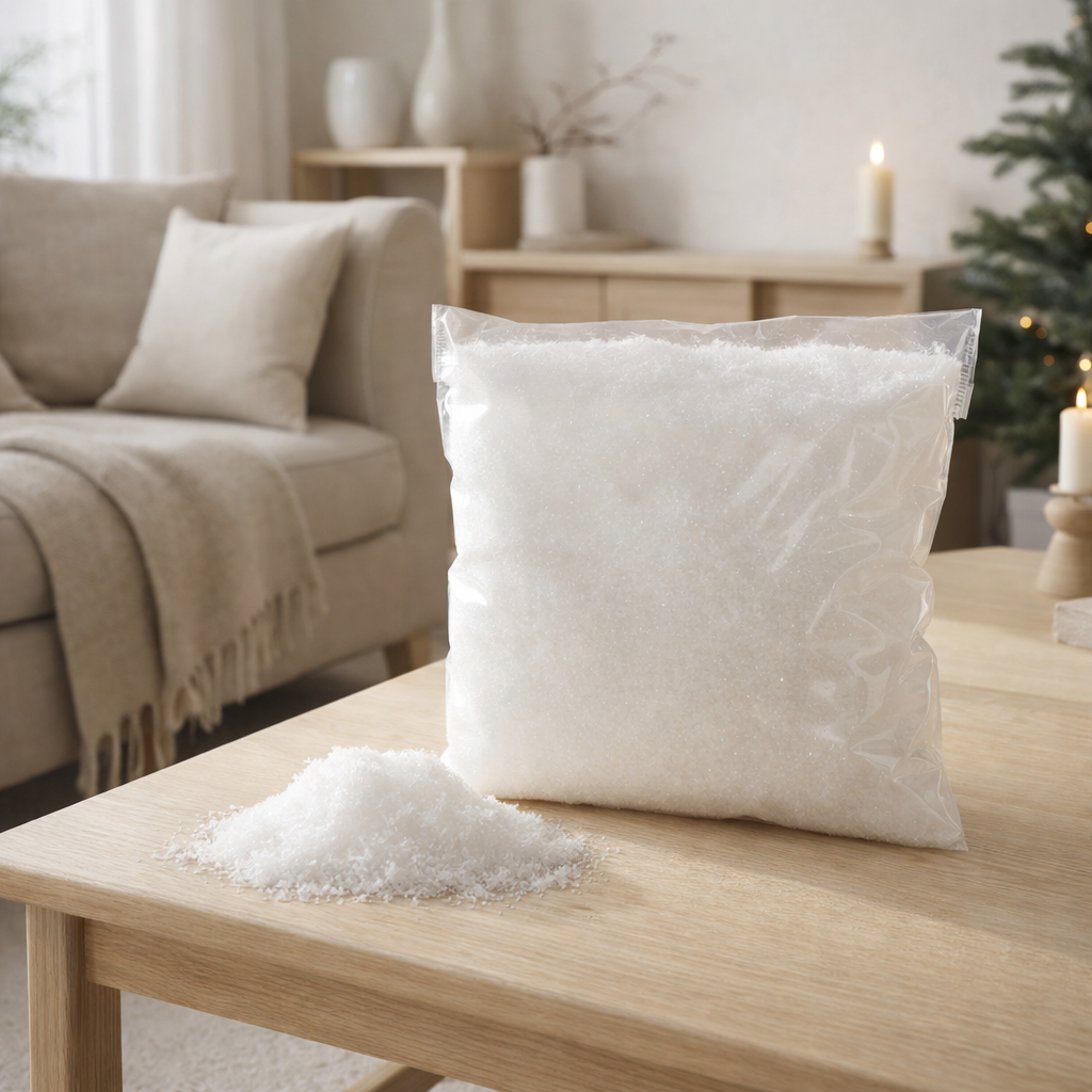 J-Line Sac Imitation Neige Fine Blanc Mat Large en situation