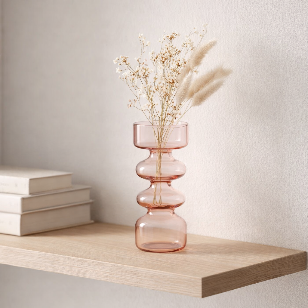 J -line Vase Luna - Glass - Pink - Small - 14 cm de haut en situation