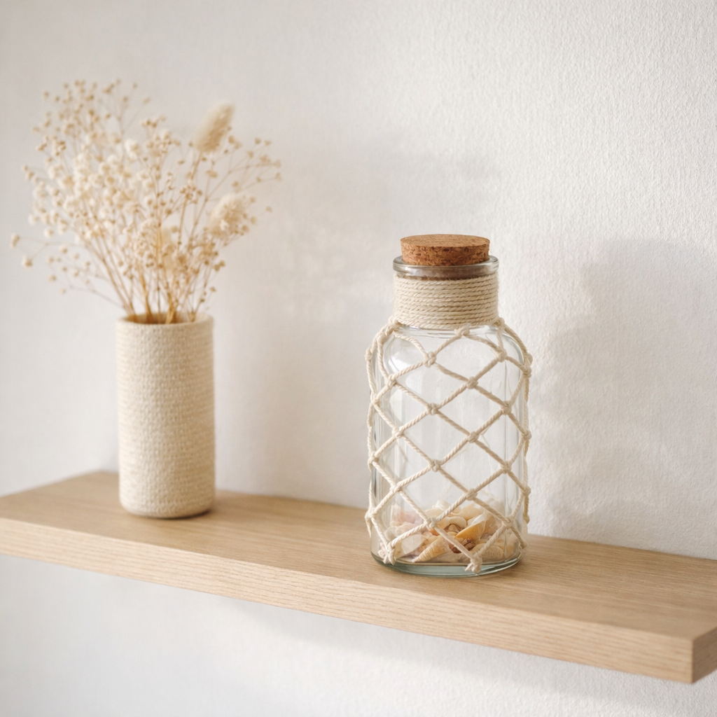 J-Line décoration Vase Coquillages Sable - verre - transparent - M en situation
