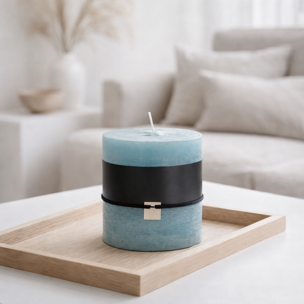 Bougie cylindrique J-Line - bleue - 64U en situation