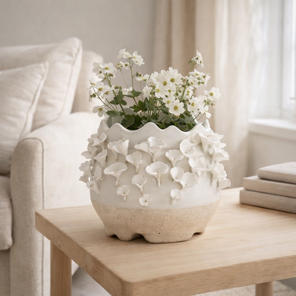 Anemone de pot de fleur en j-line - Kermily - blanc / beige - Ø 17 cm en situation
