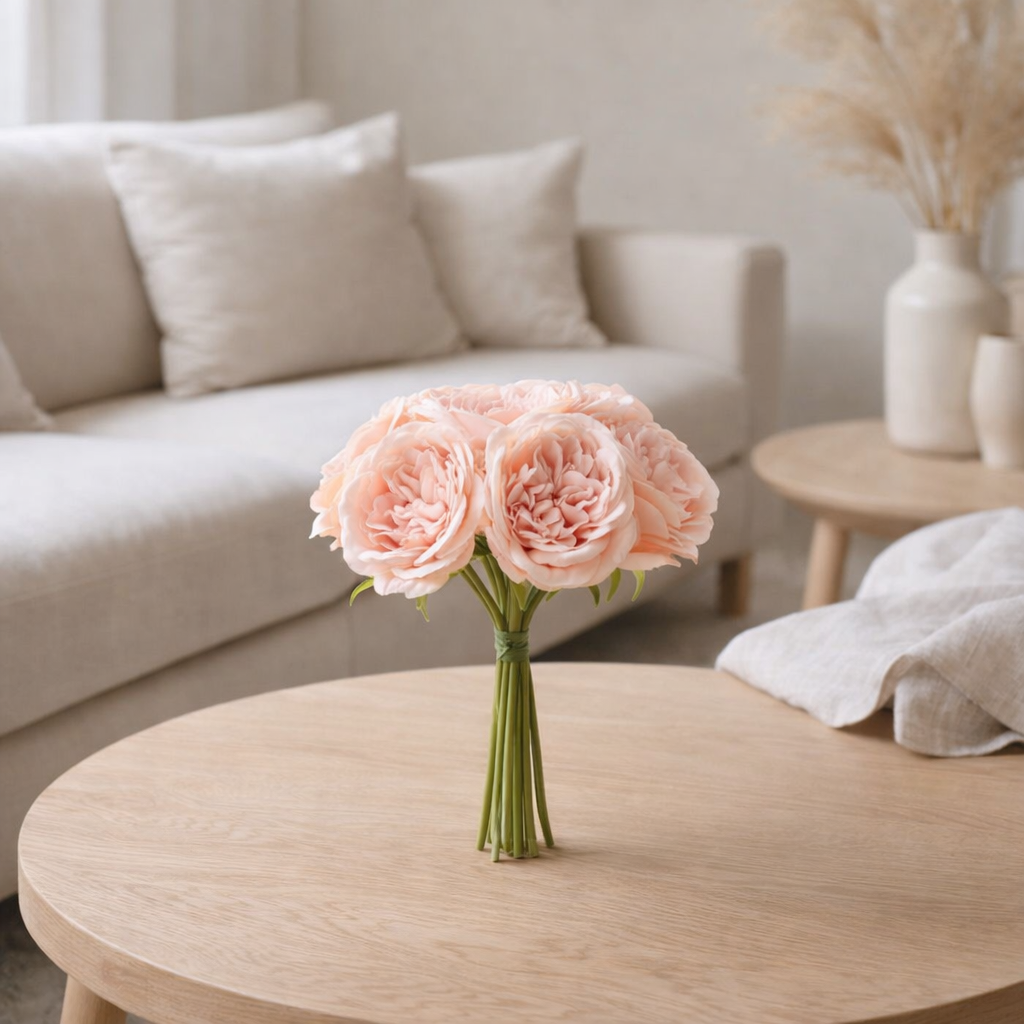 J-Line Bouquet de Roses 7 Pièces Plastique Rose Clair en situation