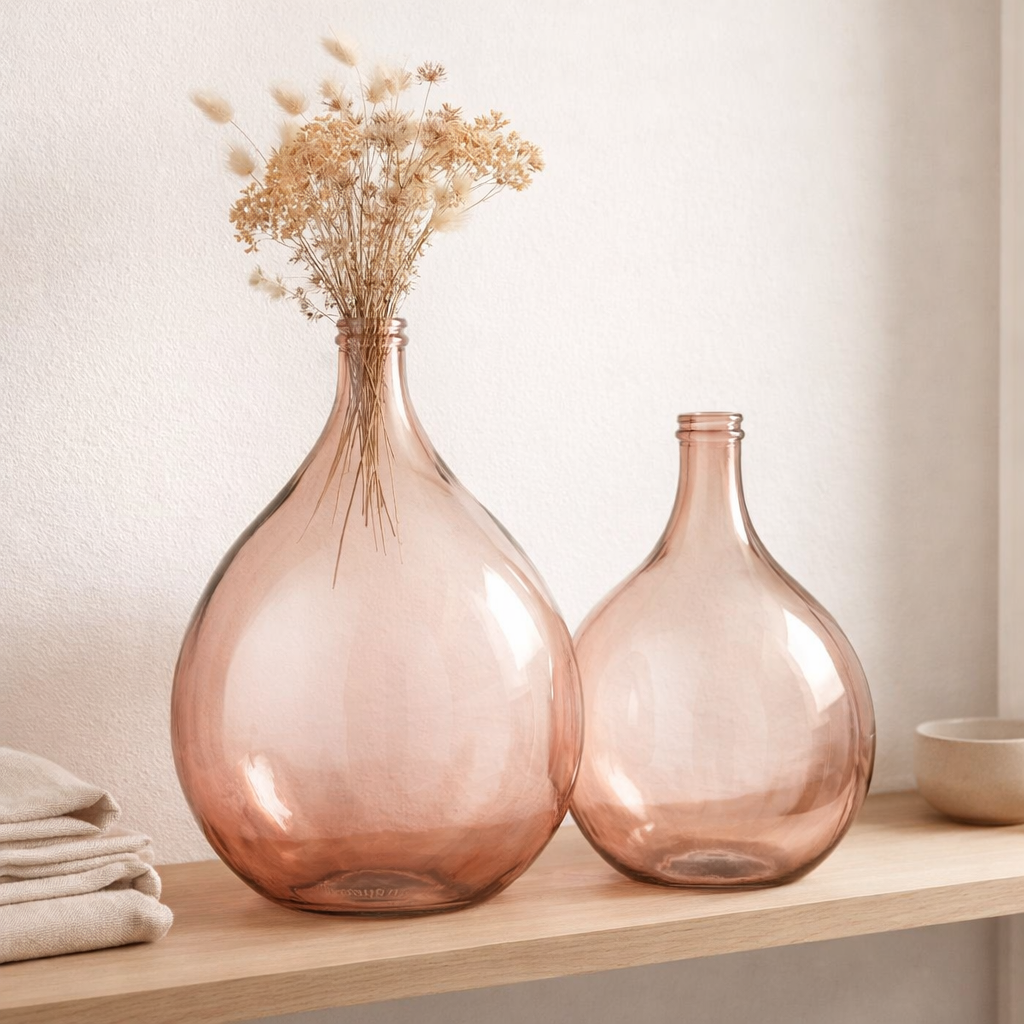 J -line Vase Lisbonne - Verre - Saumon - Grand - 56 cm de haut en situation