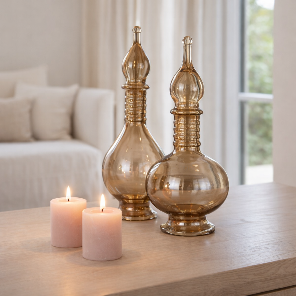Bougie cylindrique J-Line Sable - rose clair - petite - 18U en situation