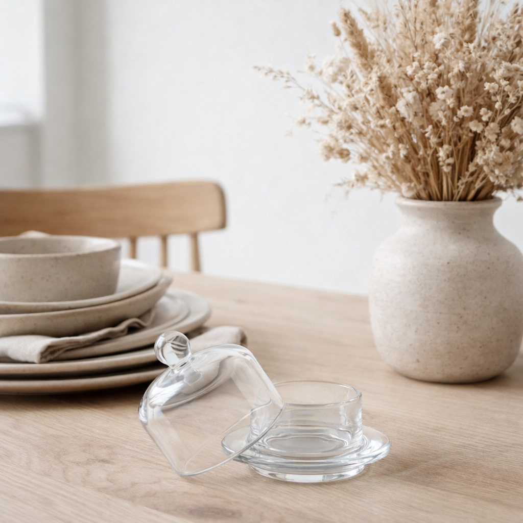 J-Line Beurrier Rond Verre Transparent en situation