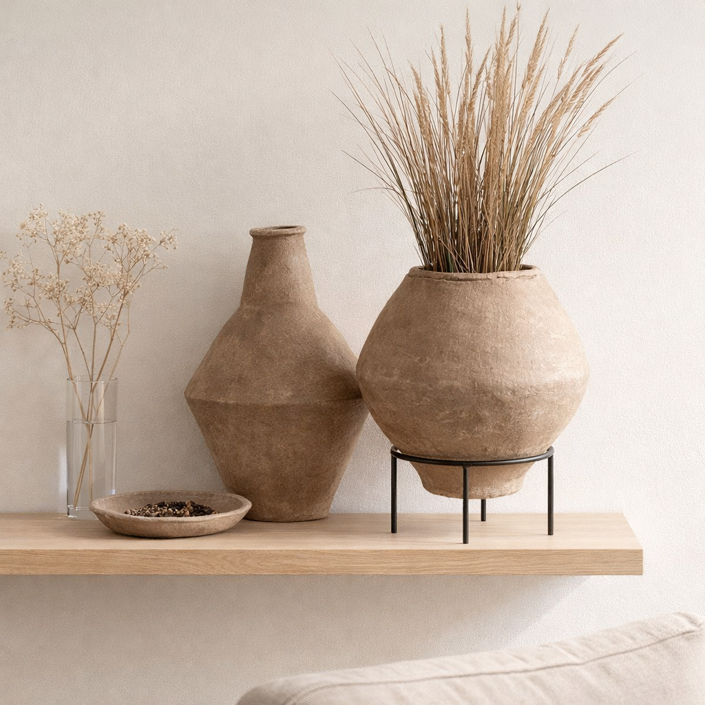 J -line Vase Chad - Paper Mache - Brown - Extra Large - 86 cm de haut en situation