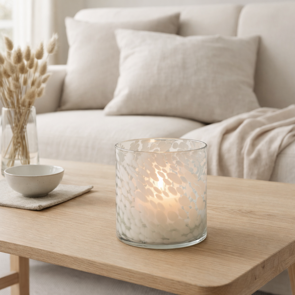 Lanterne J-Line Speckle - verre - gris/blanc - moyen en situation