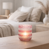 Photophore J-Line Stripes - verre - rouge/blanc - petit en situation