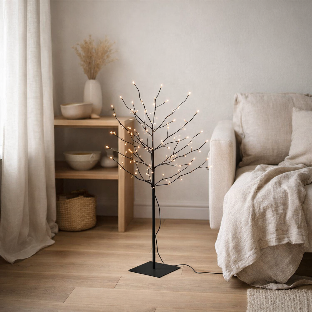 Arbre décoratif J-Line Bare - métal - noir - lumières LED en situation