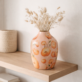 Fleur de vase J -line - Céramique - Saumon / Orange - 21 cm de haut en situation