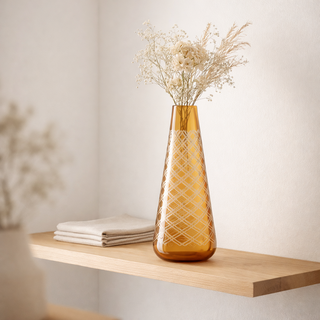 Vase J-Line - verre - or - L en situation
