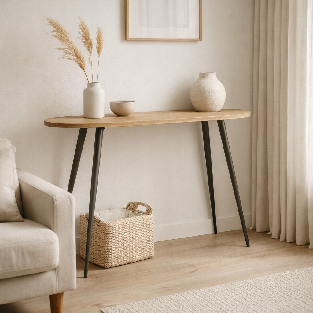 Console J-Line Oval - bois recyclé - naturel en situation