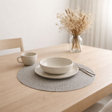 J-Line Set de table rond tressé - plastique - gris en situation