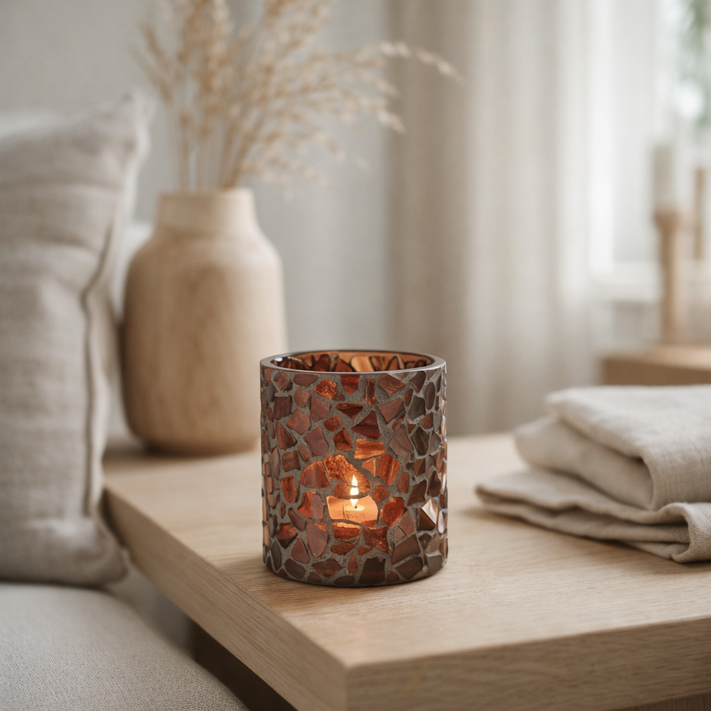 Lanterne J-Line Mosaic - verre - marron - petite en situation