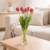 J-Line Bouquet de Tulipes 7 Pièces PU Rose Vif Large en situation