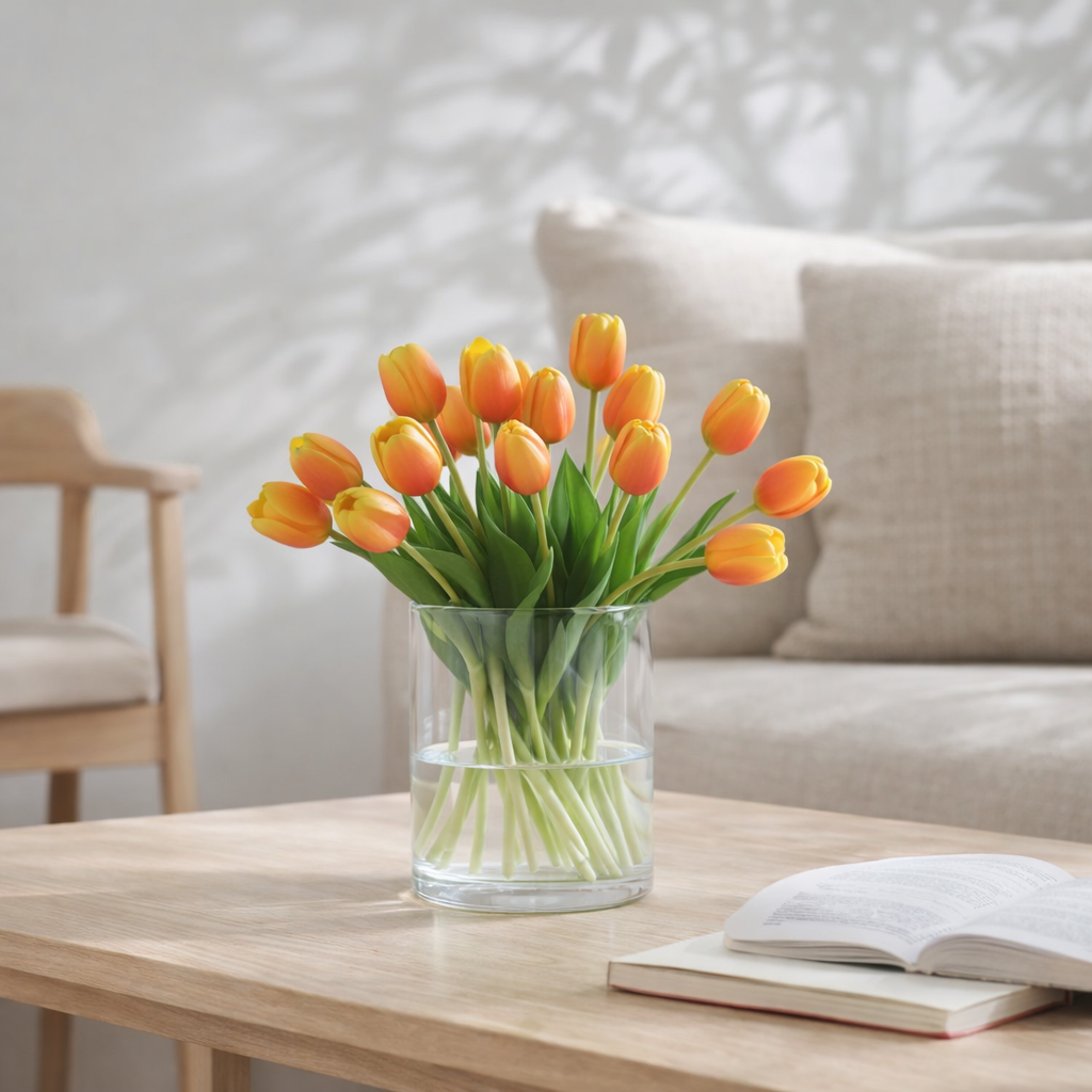 J -Liline Flower Bouquet Tulips - Plastic - Orange - Small - 7 pièces en situation