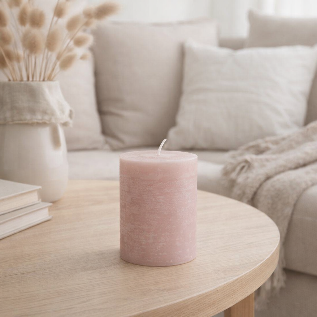 Bougie cylindrique J-Line - rose poudré - 48U - moyenne en situation