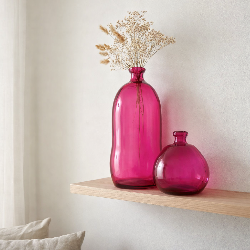 J -line Vase Oval - Verre - Fuchsia - 73 cm de haut en situation