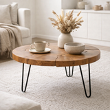 Table basse J-Line Samuel Round Tek Brown en situation