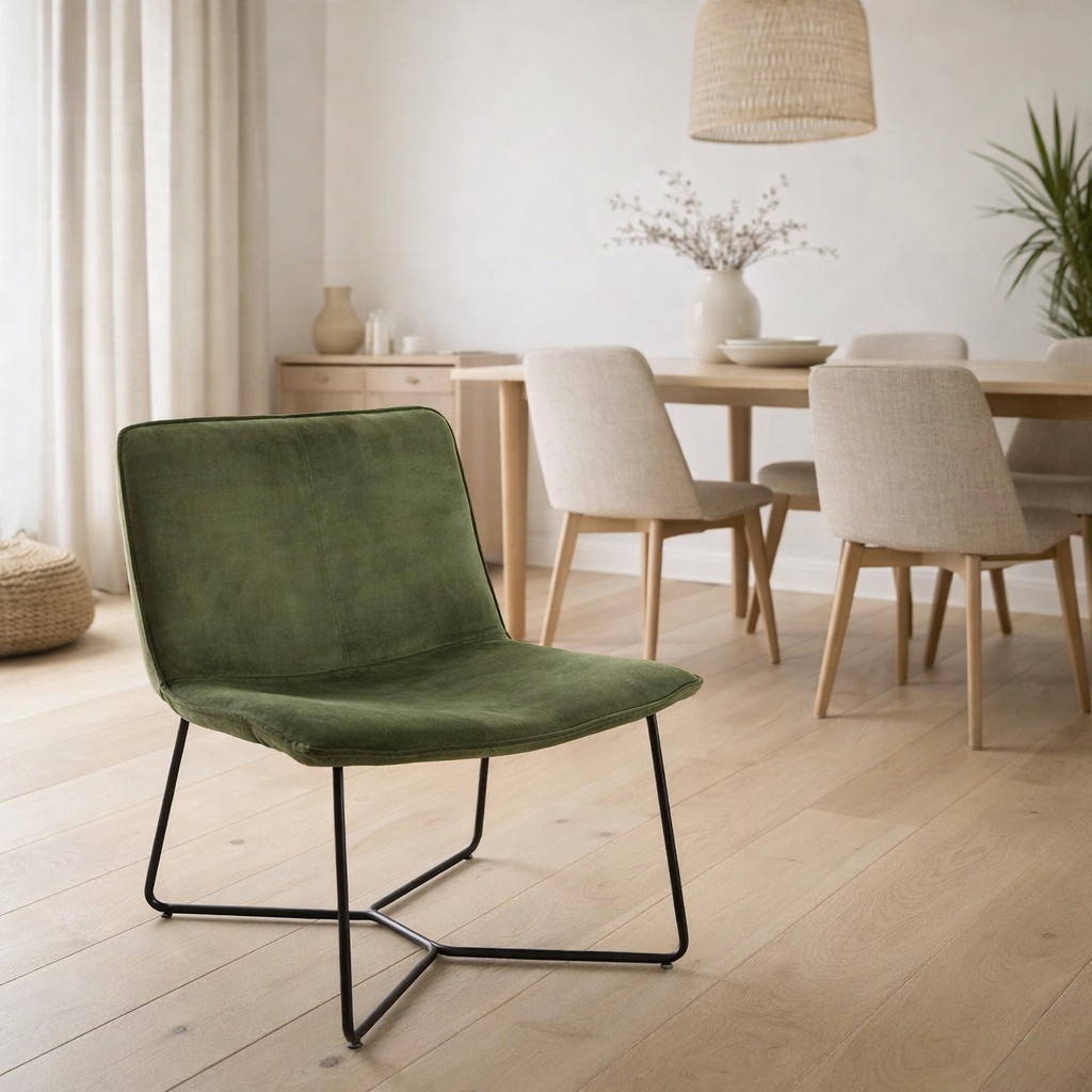 J-Line chaise longue Isabel - métal/textile - vert en situation